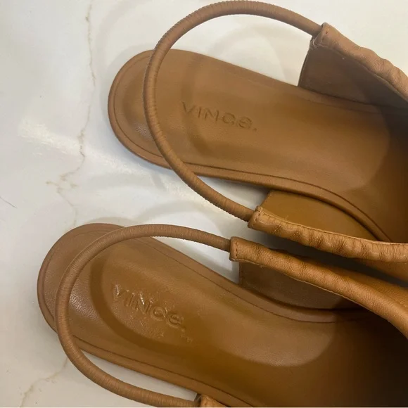 Vince Leather Slingback Square Flats - Picture 5 of 6